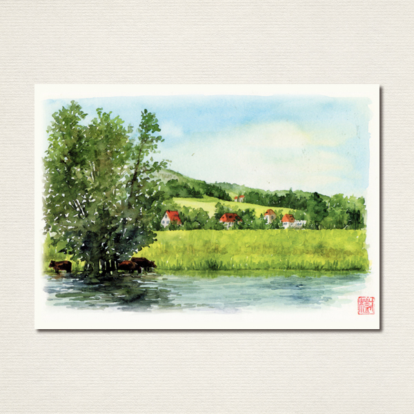 水彩画ポストカード10枚セット〈ドイツの風景〉 - -Le moineau