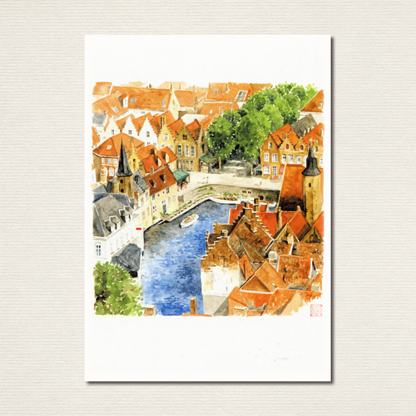 水彩画ポストカード10枚セット〈水辺の風景〉 - -Le moineau