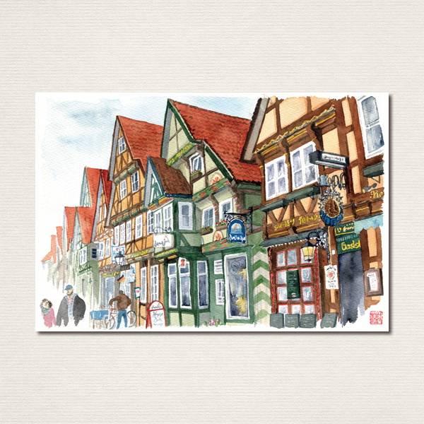 M. Blanche Rue Parisienne 水彩画 ２枚 M. Blanche Rue Parisienne 水彩画 2枚