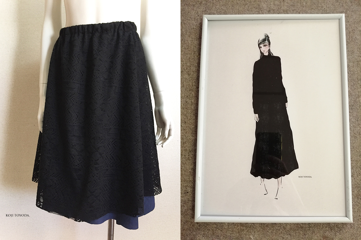 1点もの・デザイン画付き】リバーシブル2枚重ねフレアースカート 