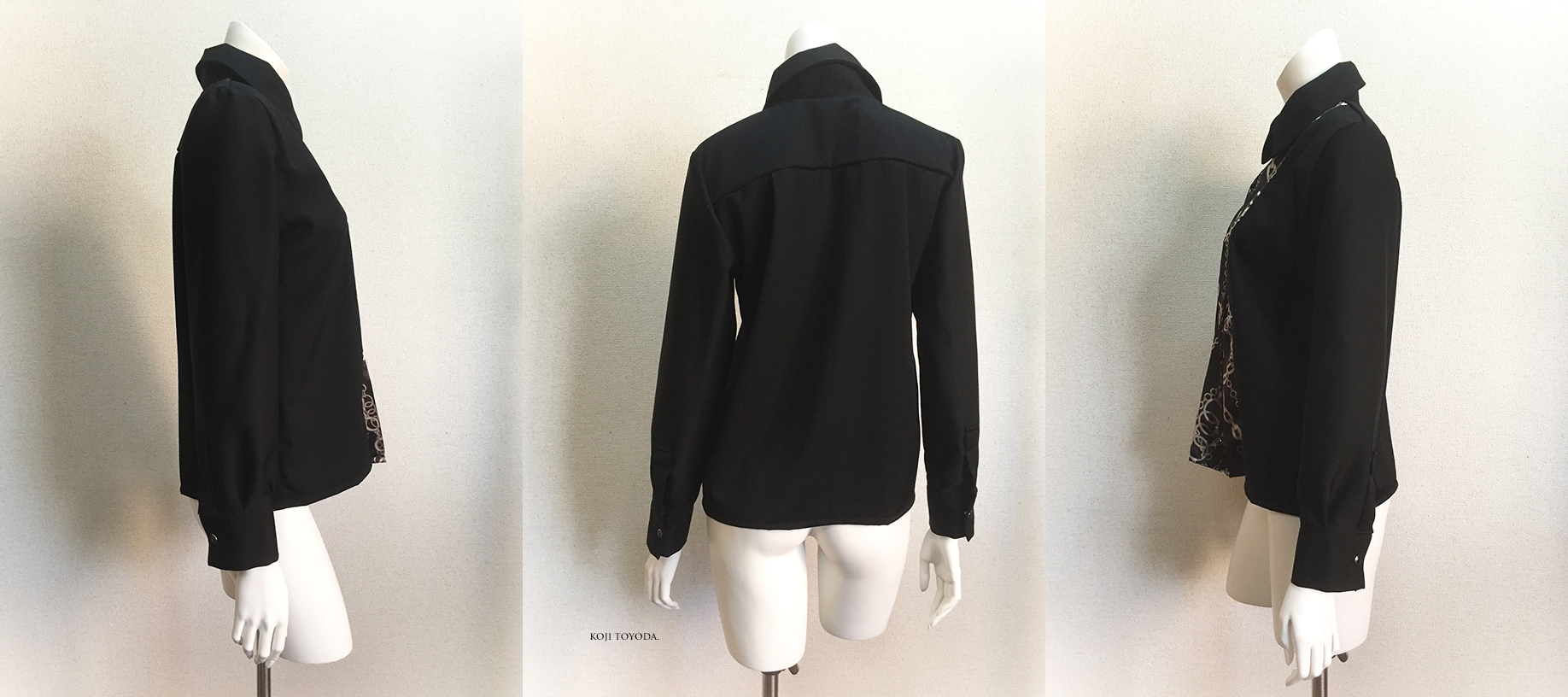 1点もの・デザイン画付き】尾州ウール生地＆金チェーン柄切り替え  