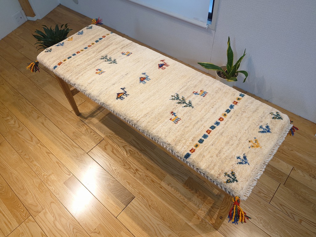 ペルシャ ギャッベ ミニランナー ラグ 113x43cm ラクダ