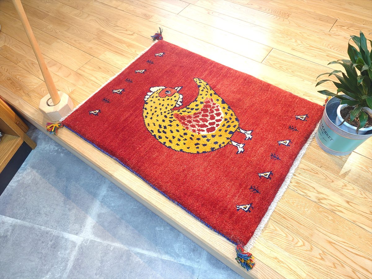 ギャッベ ペルシャ絨毯 73x52cm ギャベ 玄関マット 手織り ラグ 絨毯 グラムスタイル ギャベ ギャッベ ラグ 絨毯 1畳 玄関マット
