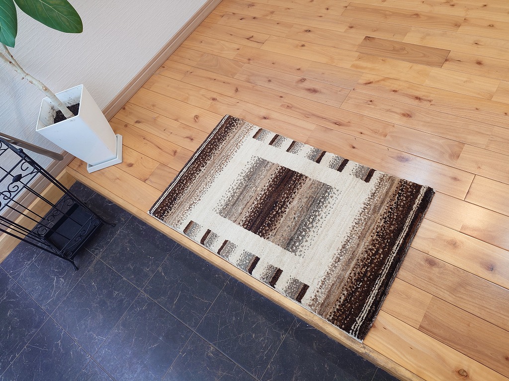 ペルシャ ギャッベ ミニランナー ラグ 115x44cm 緑 風景