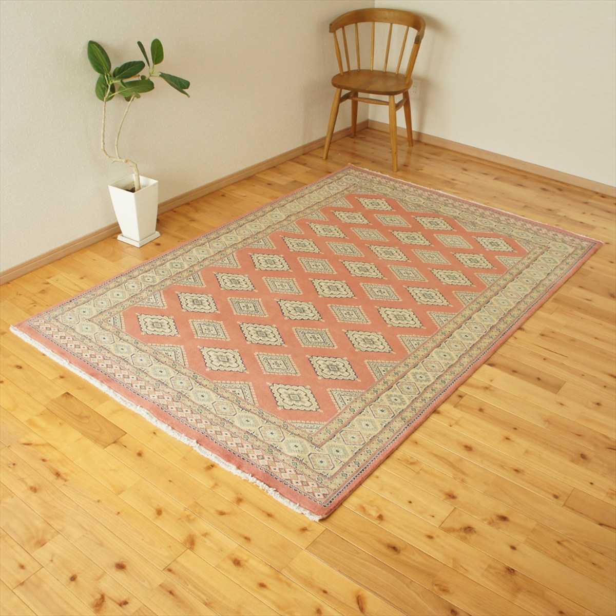 ペルシャ ギャッベ ミニマット ラグ 横39x37.5㎝ ラクダ 花 黄金