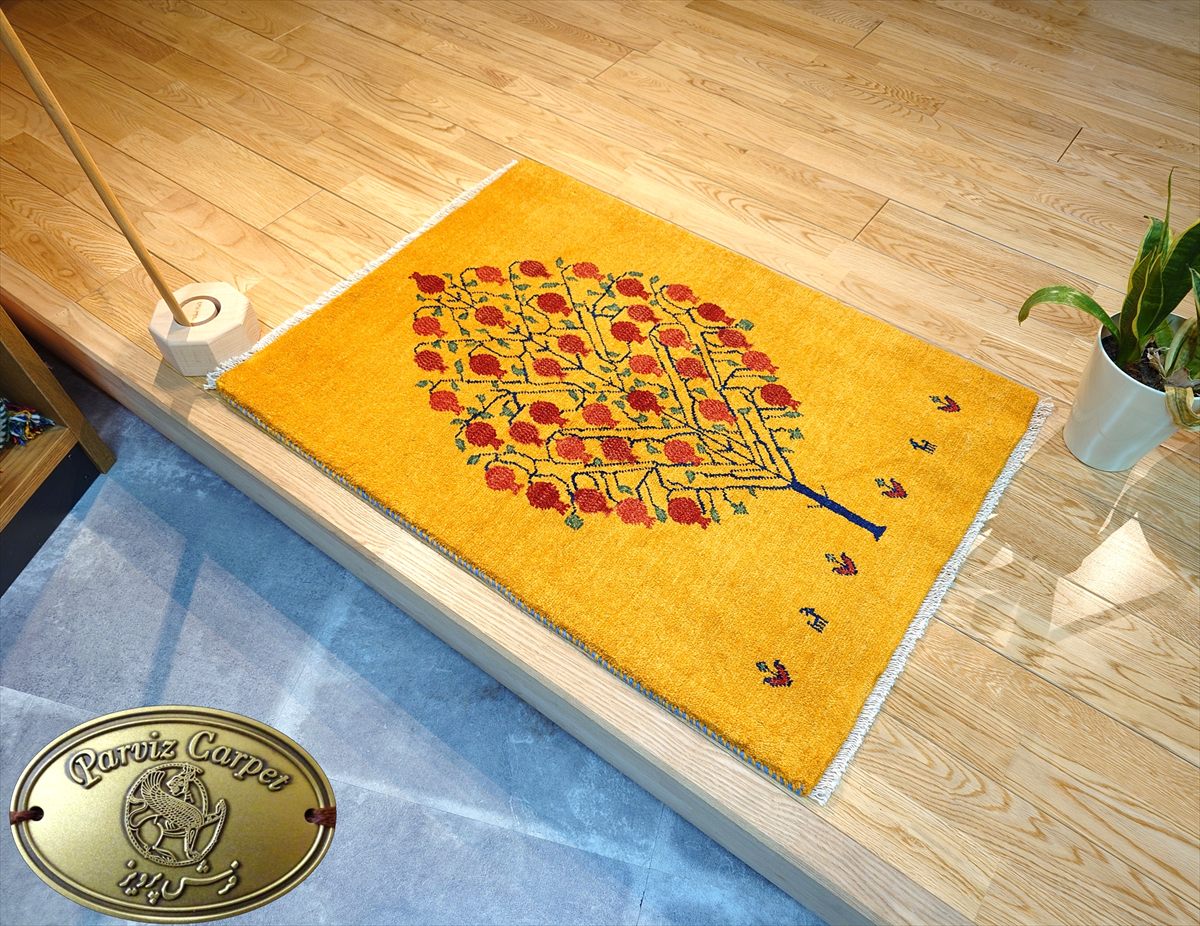 玄関マット 120x80cm ペルシャ絨毯 ギャッベ 手織り カシュクリ ラグ