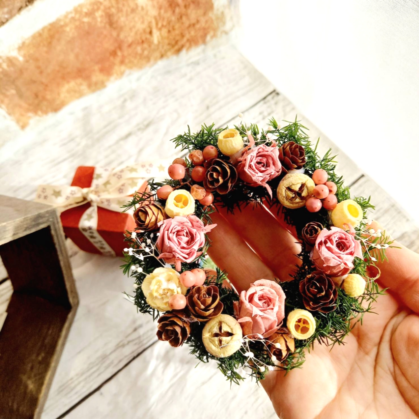 恋するハートリース バラ売り2（ピンクの薔薇のハート型のリース-その3  