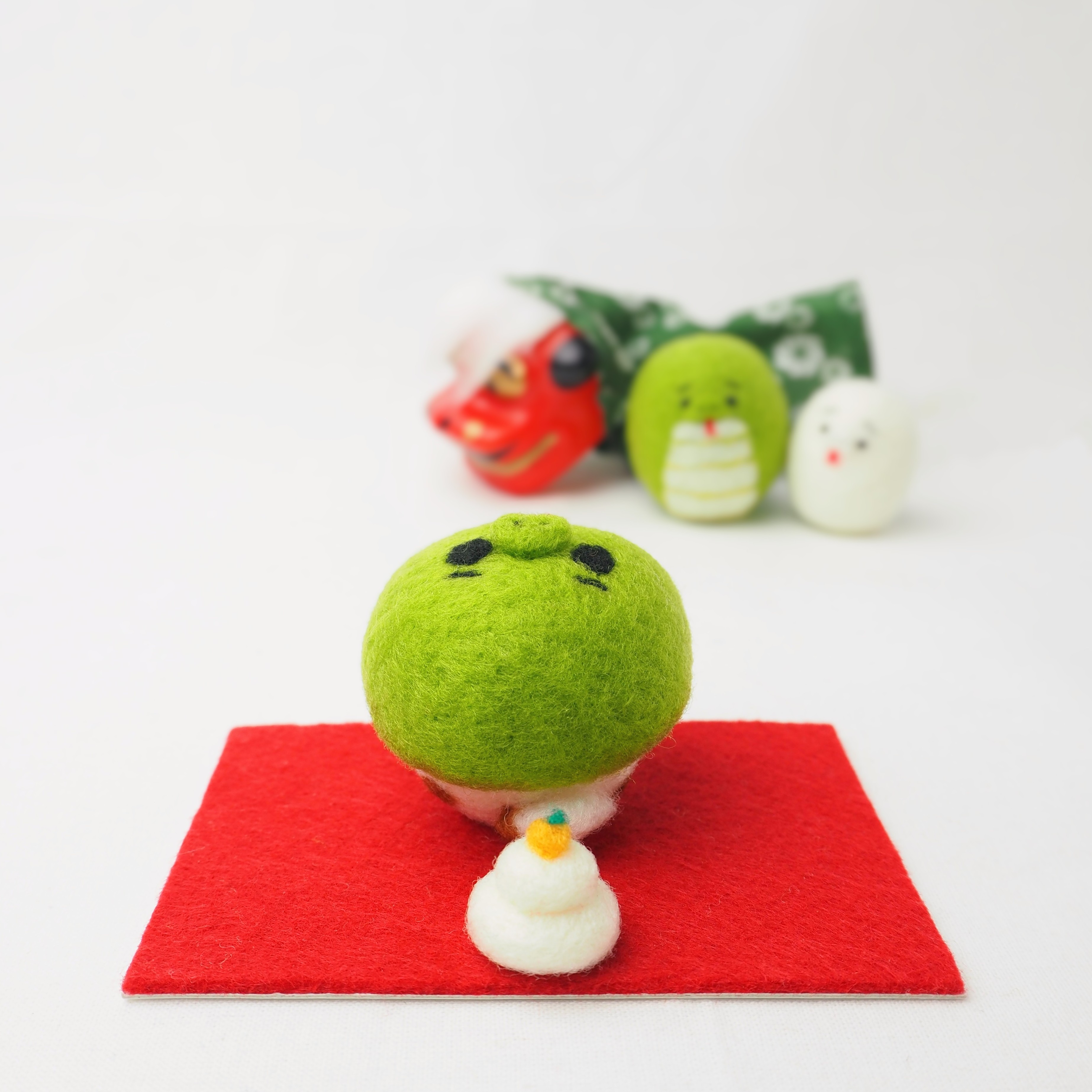 羊毛フェルト 節分 黒パグ （羊毛フェルト節分豆まき用枡にパグちゃん 