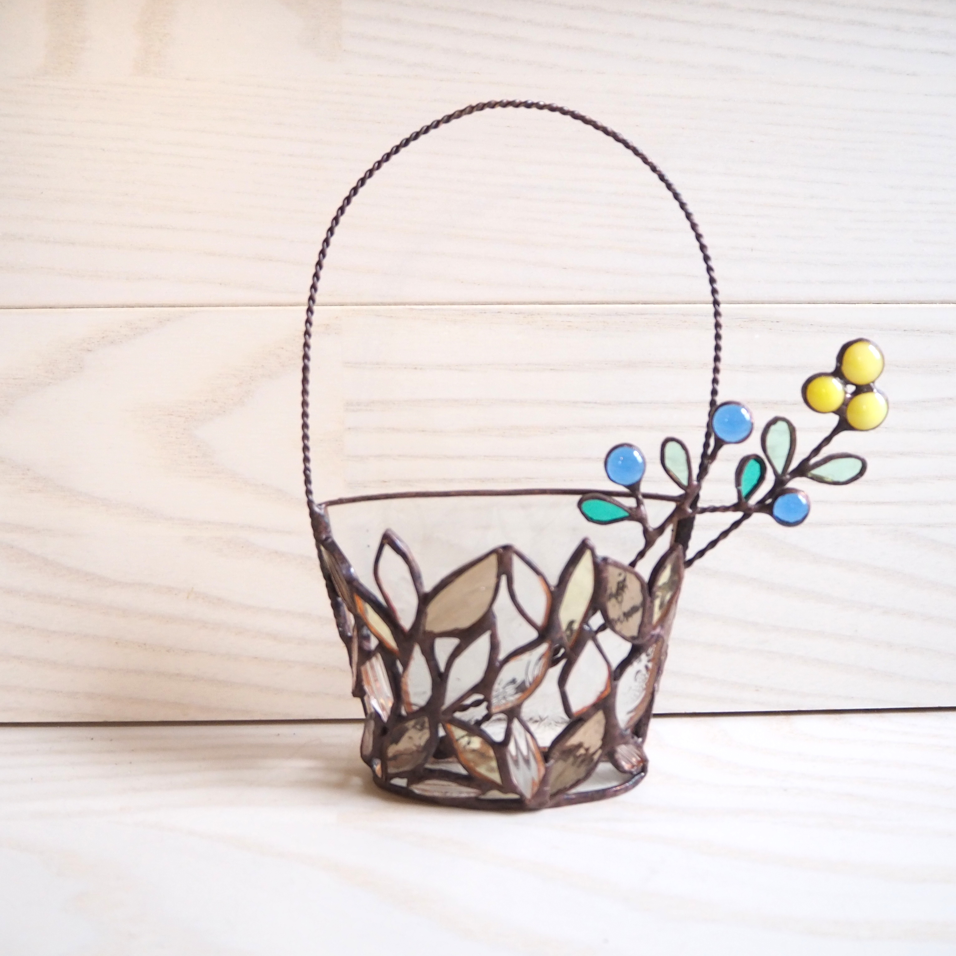 ステンドグラスRose flower basket【受注作品】