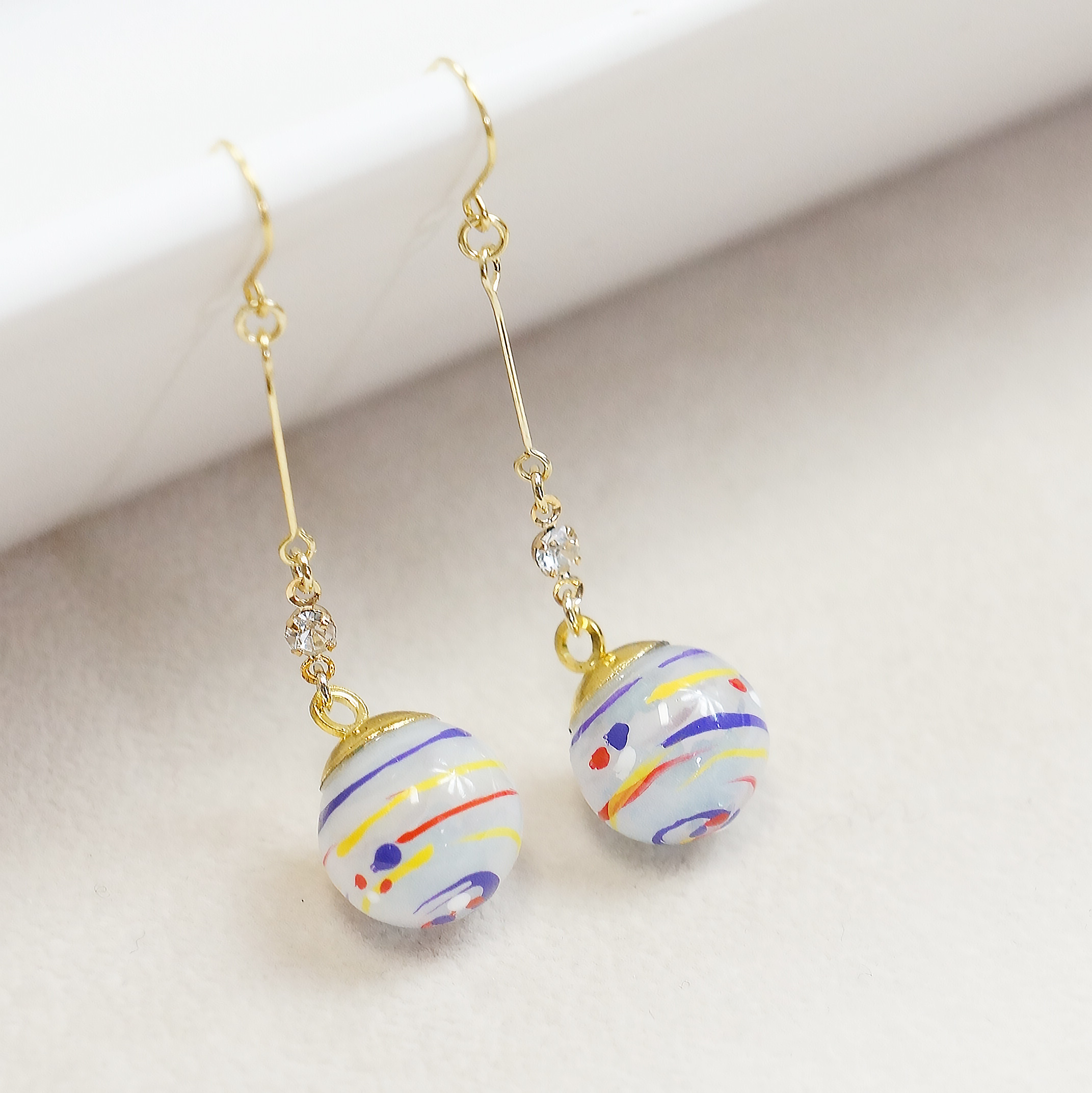 ビジュー付き 水風船（ヨーヨー）ピアス - 和雑貨屋PECORAS