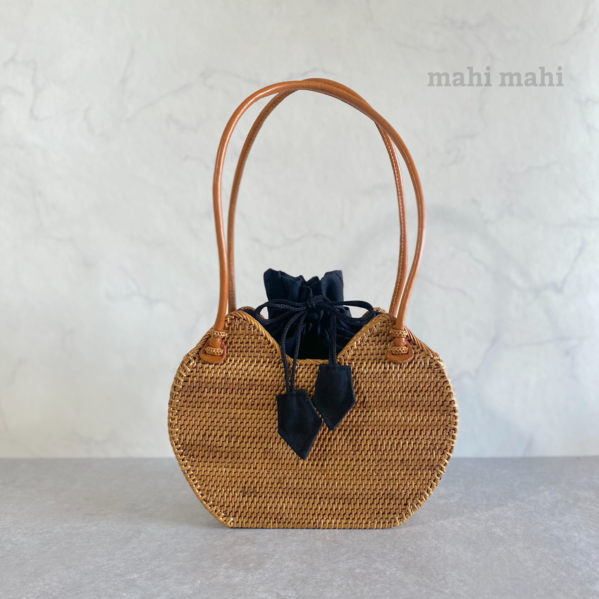 コロンとまんまる大きめ(24cm)☆2WAYショルダーかごバッグ♪ コロンとまんまる大きめサイズ(24cm)☆2WAYショルダーかごバッグ