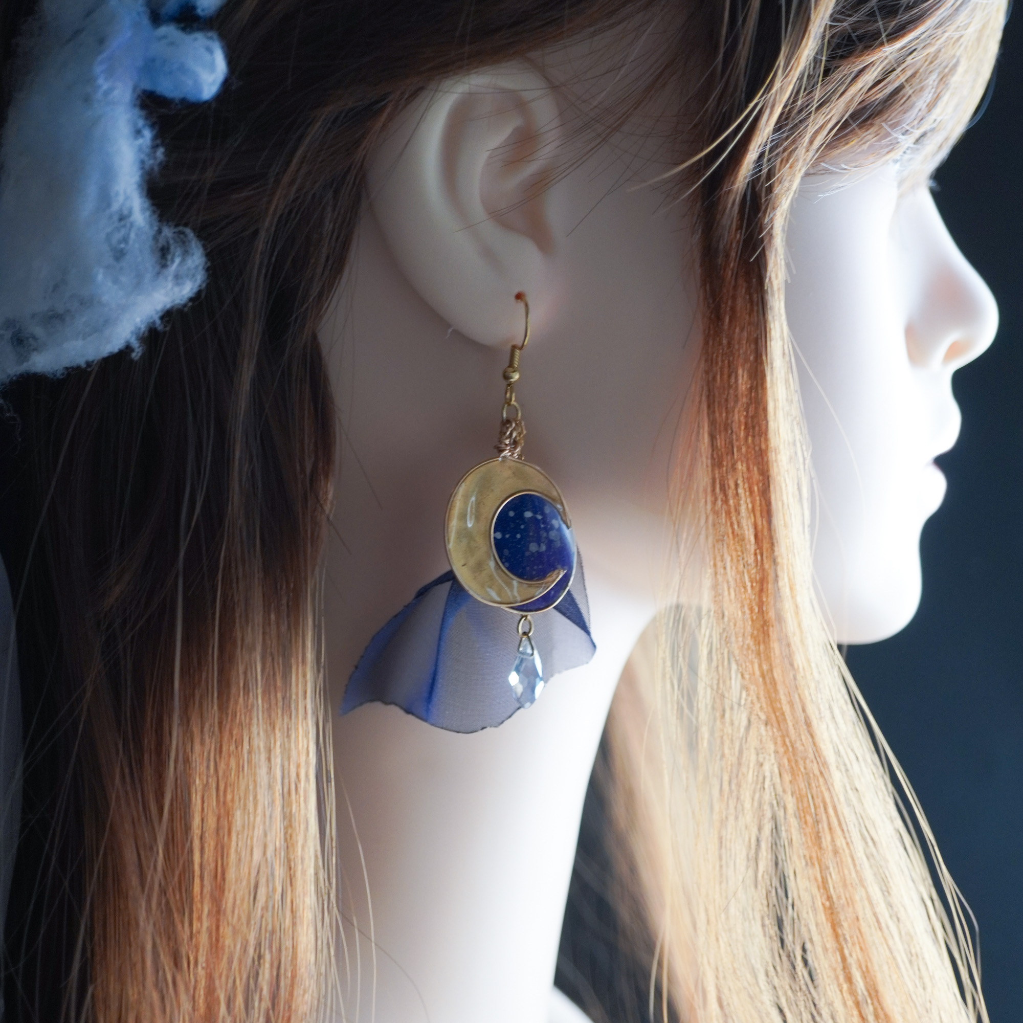 【1220】月と星のクリスタルピアス／イヤリング 1220】月と星のクリスタルピアス／イヤリング