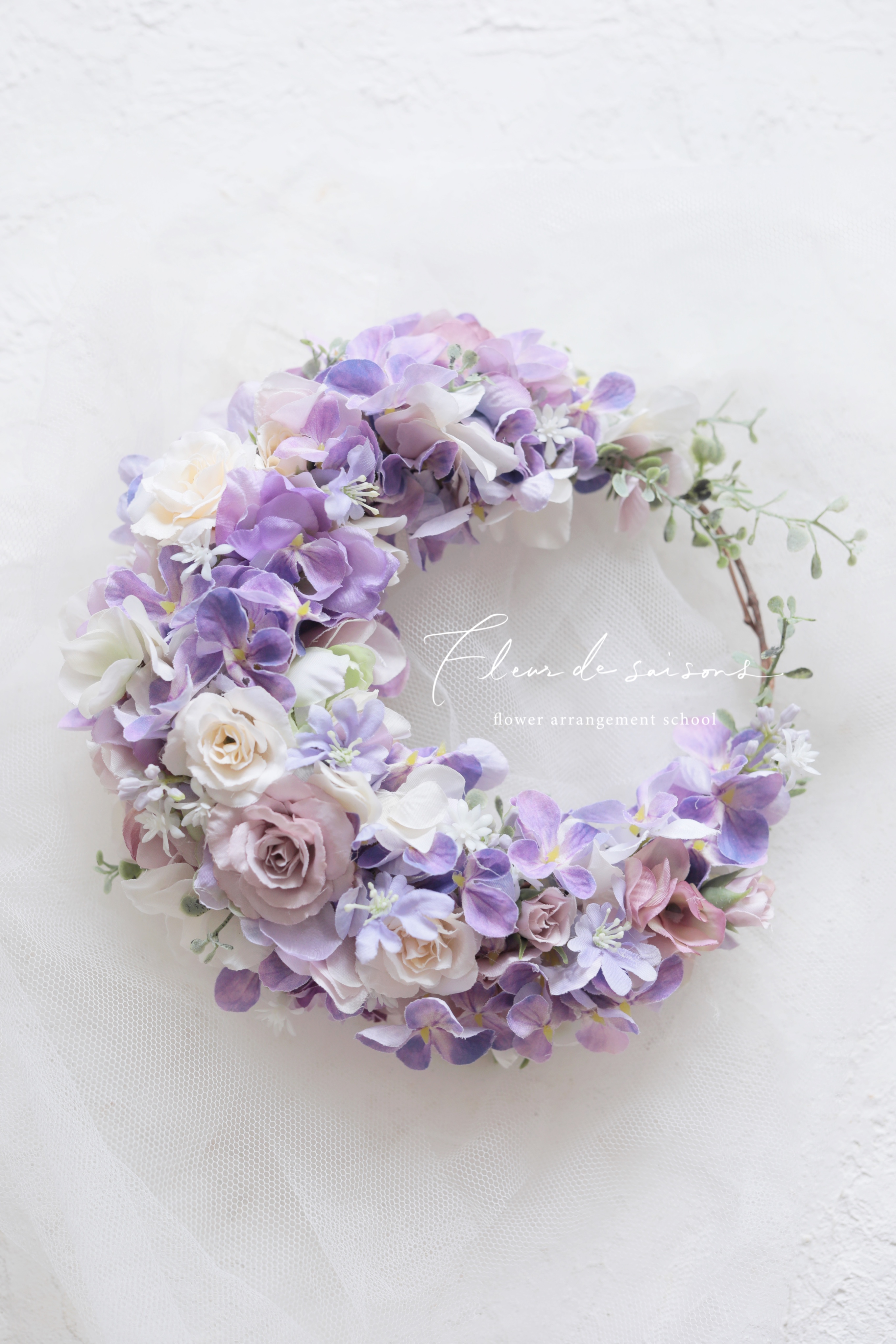 アーティフィシャルフラワー ミモザのリース（大）32-33センチ - Fleur