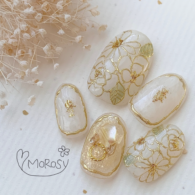 MOROSY228☆和装 成人式 前撮り 花 金箔 和柄 和風 振袖 卒業式