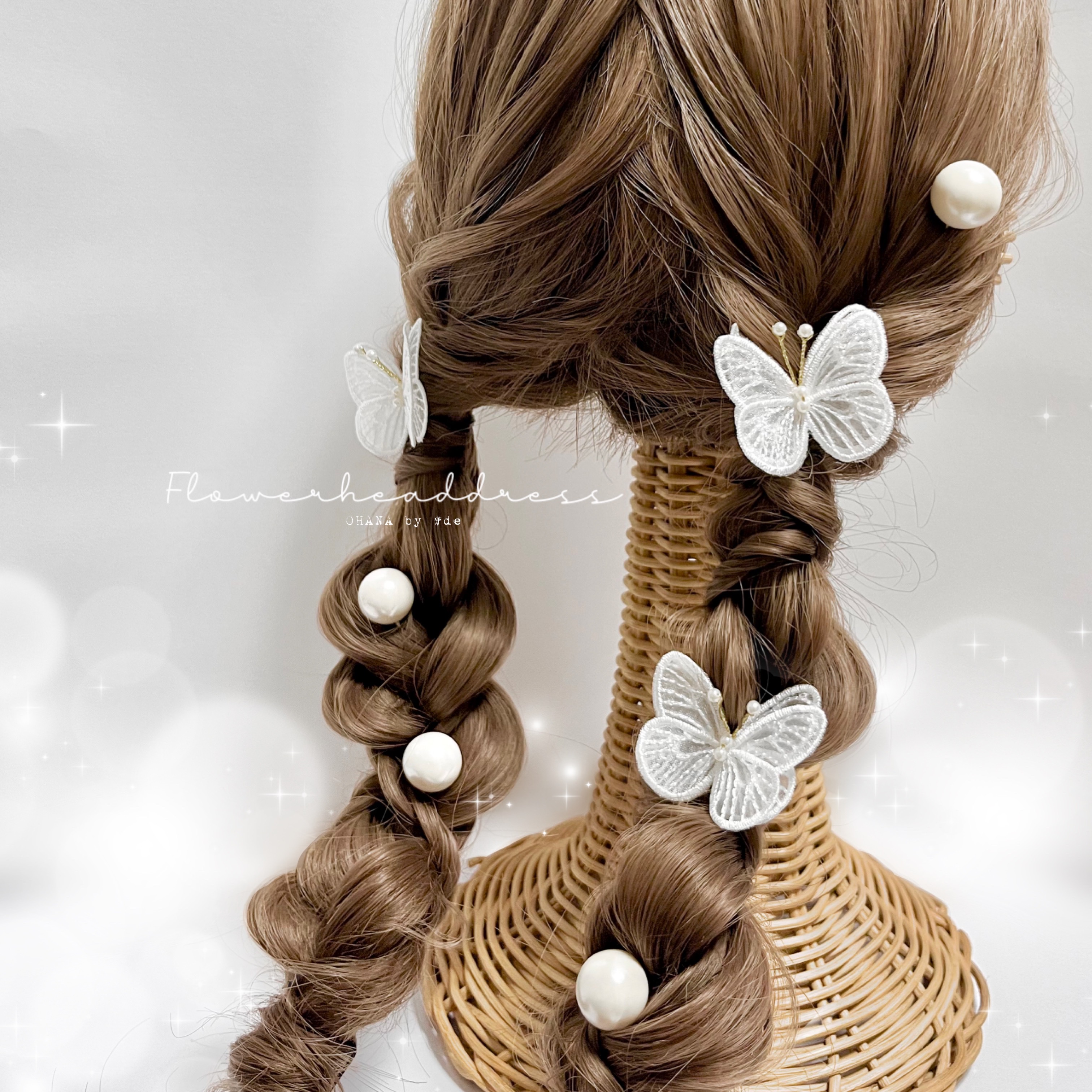 バタフライ ヘアゴム スモール とおく ♡マリン×ミントレース♡