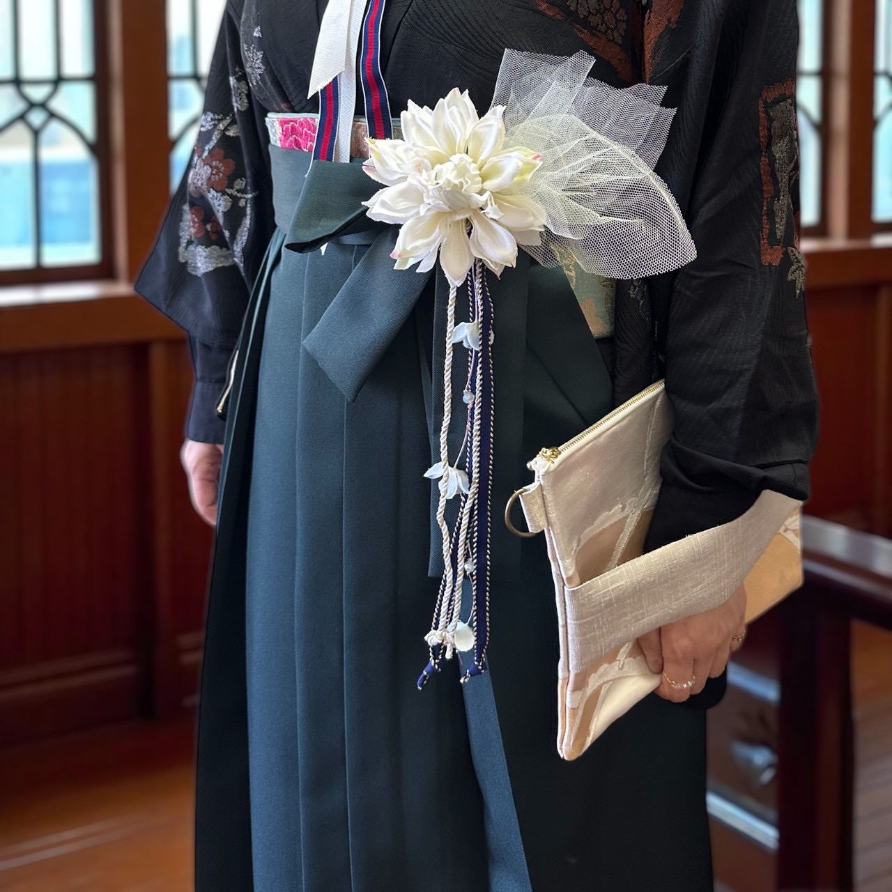 和装 着物 卒業式 袴 髪飾り 帯飾り 2WAY ハイカラさんのゆらゆらお花