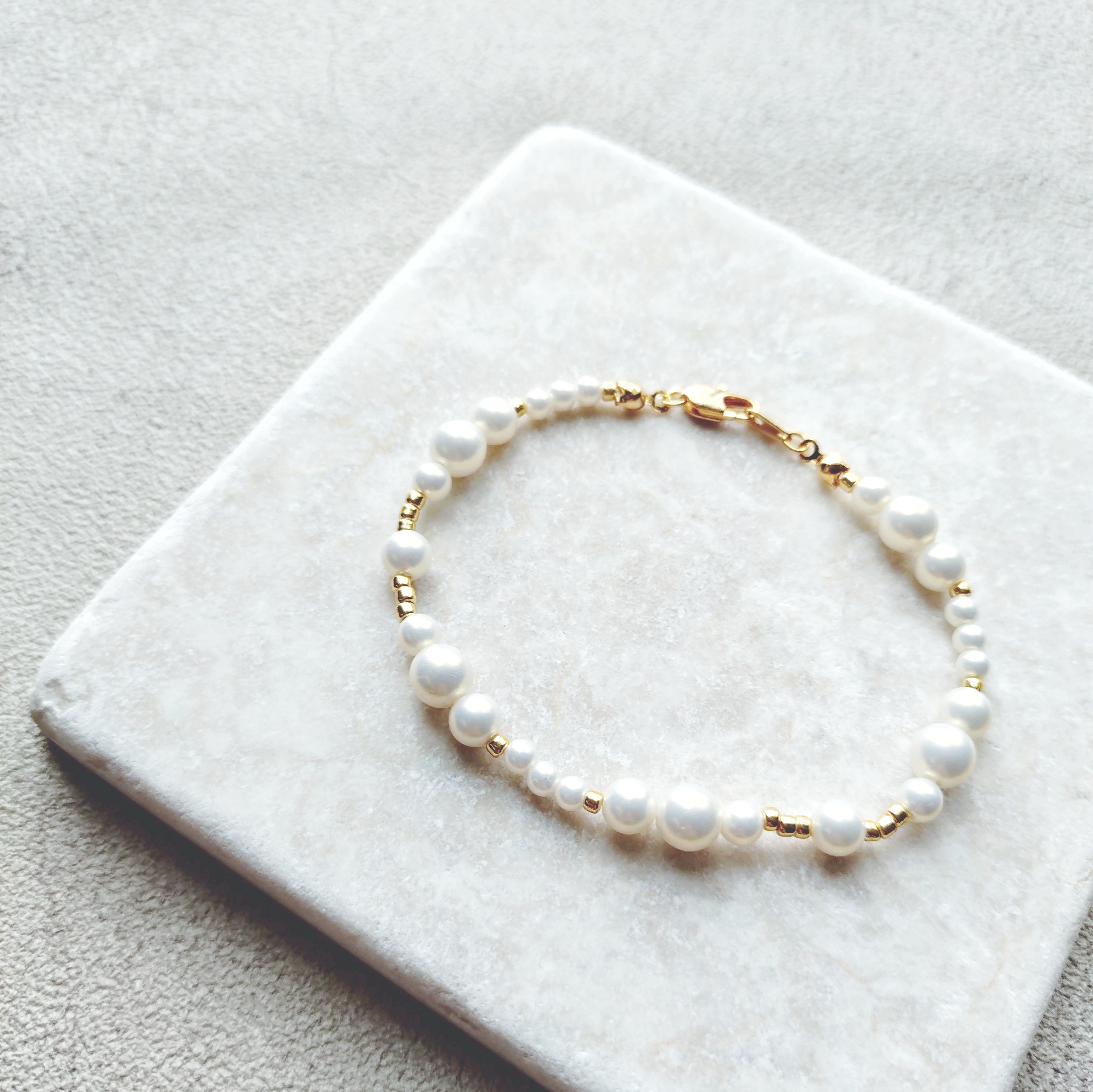 パールブレスレット 4.0mm ベビーパール・ブレスレット（WG） | Moon Label - 大月