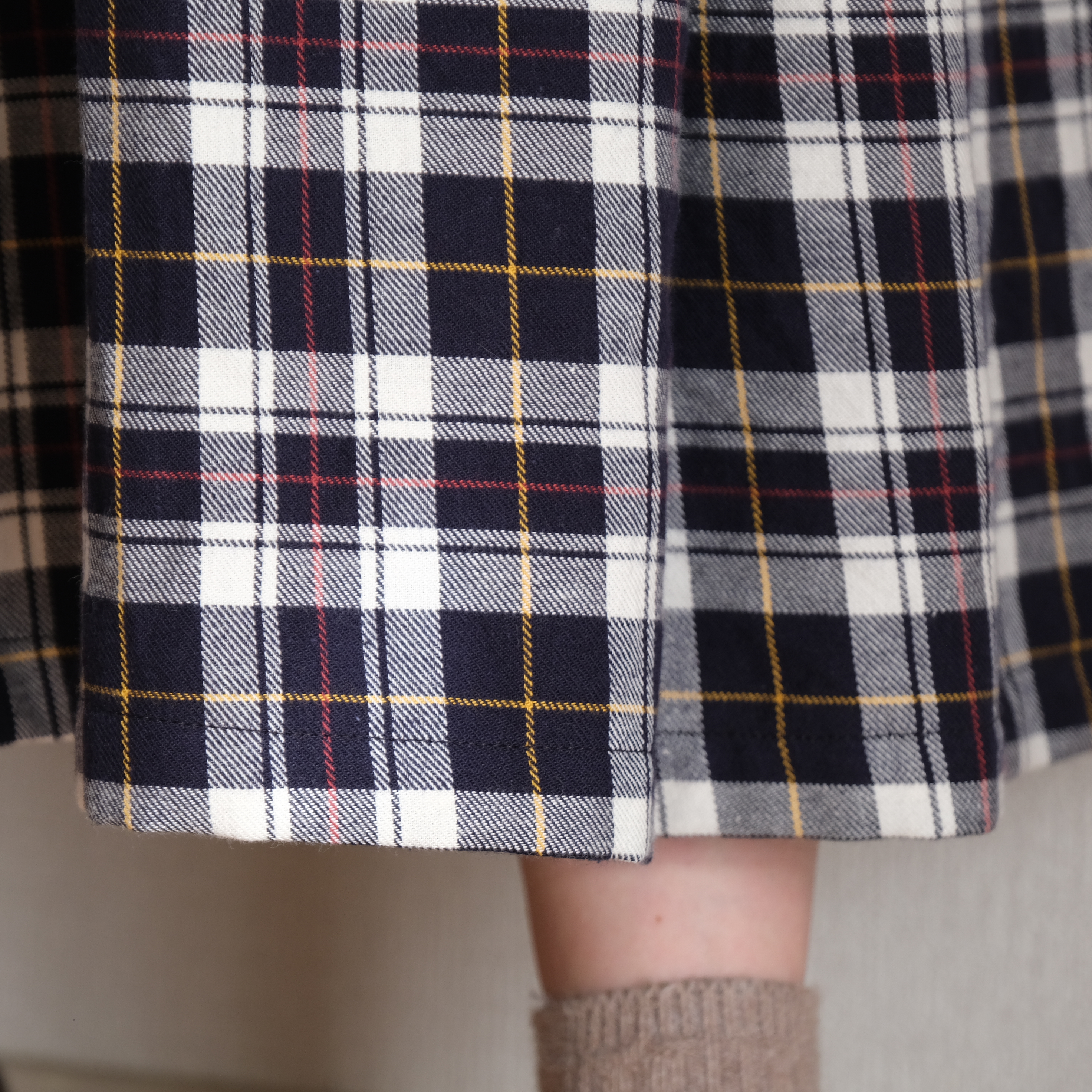 チェックタックギャザースカート ネイビー×ホワイトチェック