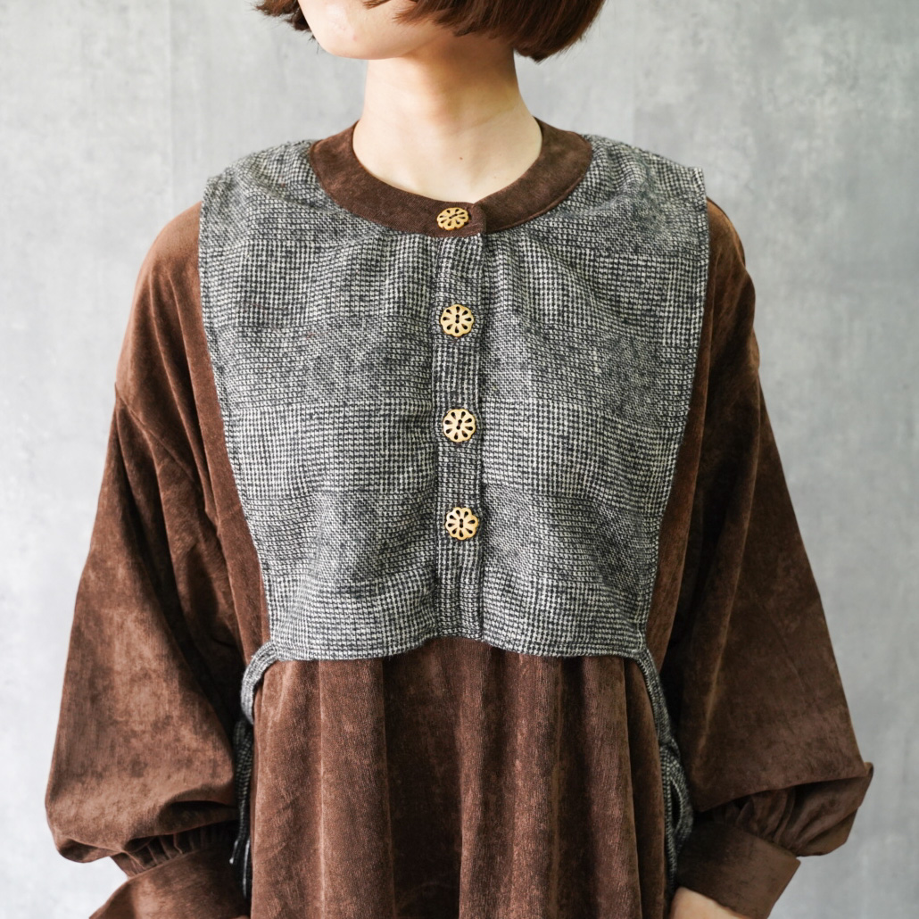 ベストドッキングワンピース モスグリーン ブラウン - PANIPANI