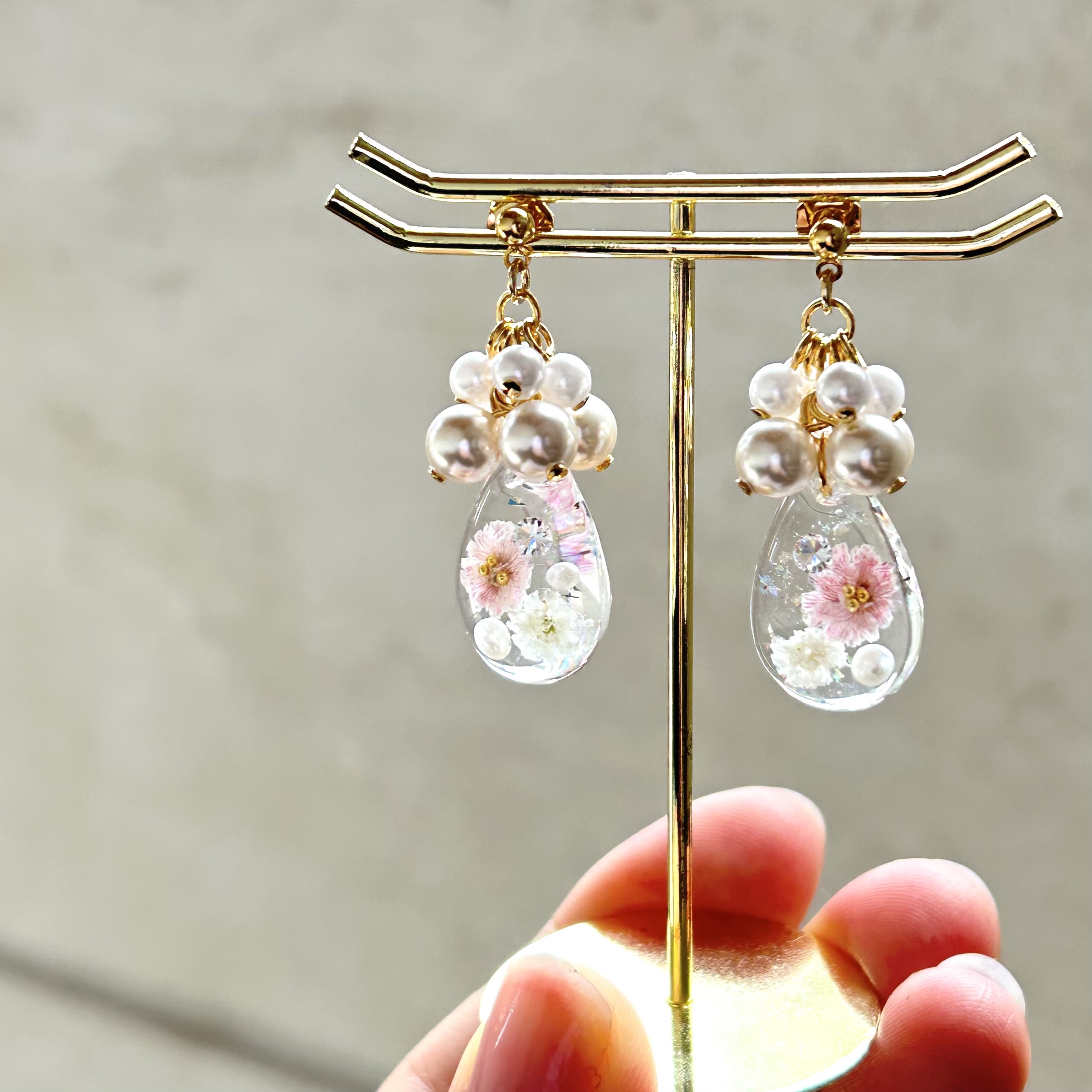 ちびさま専用◎手作りガラスのピアスとネックレス他 12点おまとめ レシピNo.KR1257 チャームイチョウとクリスタルのネック＆ピアス – 貴