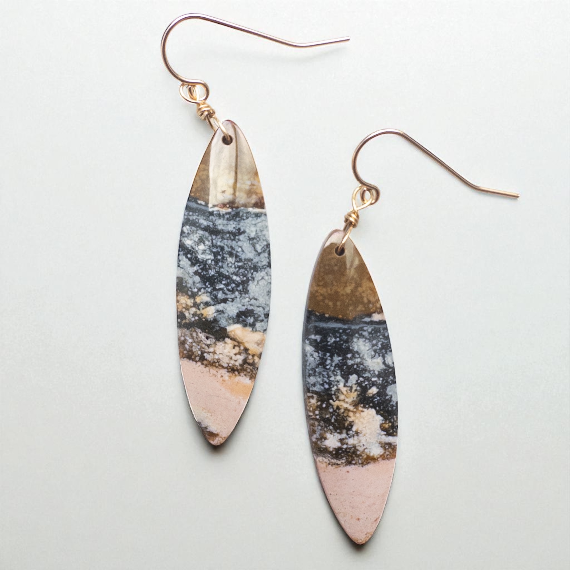 オーシャンジャスパーの一粒ピアス 14kgf - SeChiMAMA